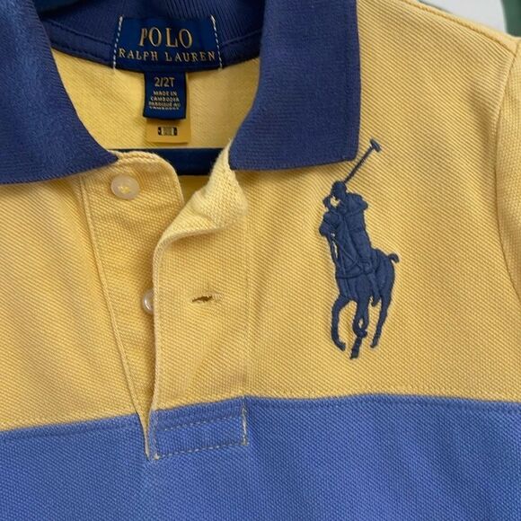 Polo by Ralph Lauren Yellow and Blue Color-Block Polo - Picture 3 of 4